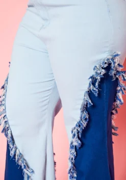 Plus Size Fringe Hem Color Block Flared Jeans -Asoph Fashion Shop 2021265 001 5