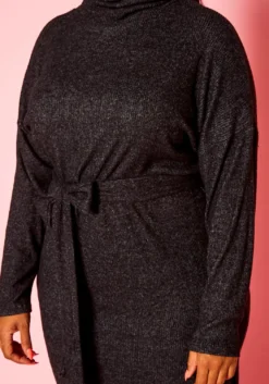Plus Size Super Soft Turtleneck Ribbed Knit Midi Dress -Asoph Fashion Shop 2021270 001 4