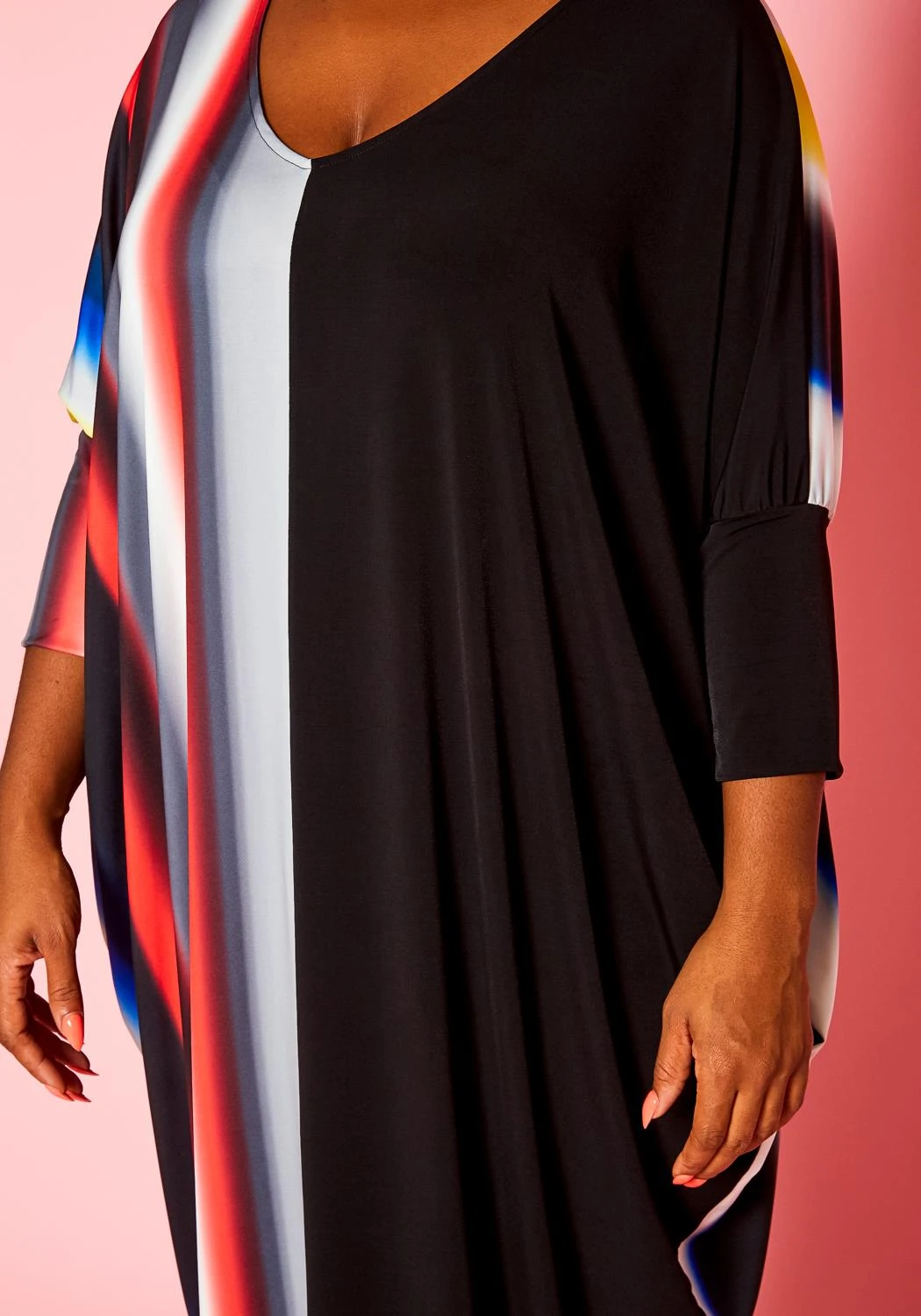 Plus Size Gradient Pattern Splice Flare Maxi Dress 6 Plus Size Gradient Pattern Splice Flare Maxi Dress - Image 6