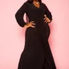 Plus Size Long Sleeve Mermaid Flare Gown