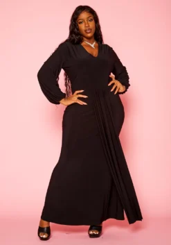 Plus Size Long Sleeve Mermaid Flare Gown