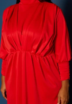 Plus Size Ruched Design Fit & Flare Maxi Dress -Asoph Fashion Shop 2021277 002 4