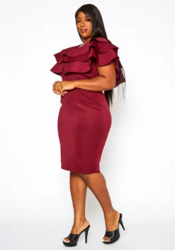 Plus Size Ruffle Hem Cocktail Dress -Asoph Fashion Shop 2021278 001 2