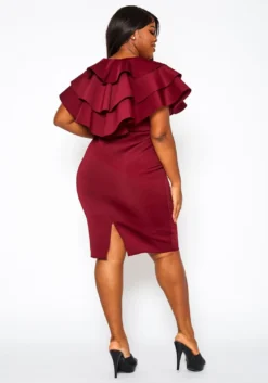 Plus Size Ruffle Hem Cocktail Dress -Asoph Fashion Shop 2021278 001 3