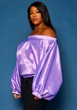 Plus Size Off Shoulder Puffy Sleeve Top -Asoph Fashion Shop 2021284 004 2