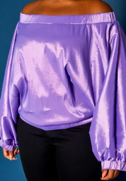 Plus Size Off Shoulder Puffy Sleeve Top -Asoph Fashion Shop 2021284 004 4