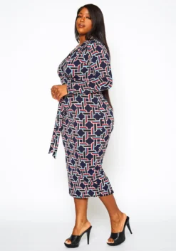 Plus Size Abstract Pattern Bodycon Midi Dress -Asoph Fashion Shop 2021293 001 2