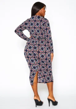 Plus Size Abstract Pattern Bodycon Midi Dress -Asoph Fashion Shop 2021293 001 3