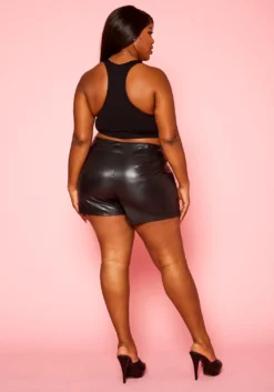 Plus Size Faux Leather Skort -Asoph Fashion Shop 2021301 001 4