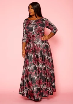 Plus Size Fuchsia Leopard Print Fit & Flare Maxi Dress -Asoph Fashion Shop 2021305 001 3