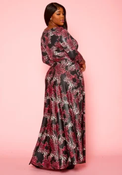 Plus Size Fuchsia Leopard Print Fit & Flare Maxi Dress -Asoph Fashion Shop 2021305 001 4