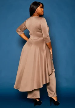 Plus Size High Low Peplum Top & Pants Set -Asoph Fashion Shop 2021307 001 4