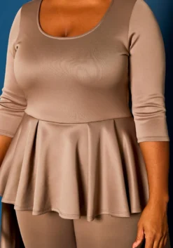 Plus Size High Low Peplum Top & Pants Set -Asoph Fashion Shop 2021307 001 5