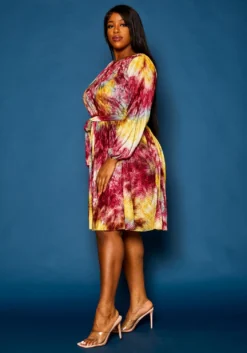 Plus Size Tie Dye Fit & Flare Pleated Dress 8 Plus Size Tie Dye Fit & Flare Pleated Dress -Asoph Fashion Shop 2021308 001 2