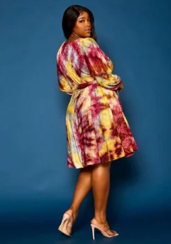 Plus Size Tie Dye Fit & Flare Pleated Dress 10 Plus Size Tie Dye Fit & Flare Pleated Dress -Asoph Fashion Shop 2021308 001 4