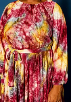 Plus Size Tie Dye Fit & Flare Pleated Dress 11 Plus Size Tie Dye Fit & Flare Pleated Dress -Asoph Fashion Shop 2021308 001 5