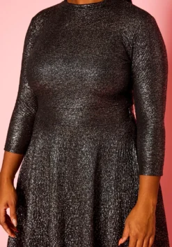 Plus Size Metallic Shimmer Fit & Flare Dress -Asoph Fashion Shop 2021313 001 5
