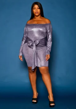 Plus Size Off Shoulder Snake Pattern Mini Dress