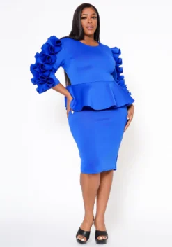 Plus Size Ruffle Hem Peplum Dress 8 Plus Size Ruffle Hem Peplum Dress -Asoph Fashion Shop 2021315 008 1