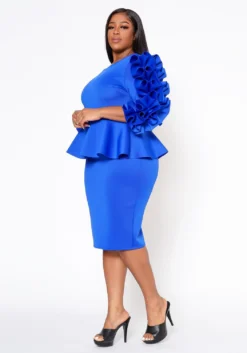 Plus Size Ruffle Hem Peplum Dress 9 Plus Size Ruffle Hem Peplum Dress -Asoph Fashion Shop 2021315 008 2