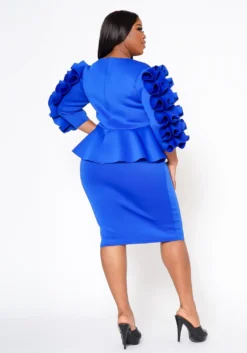 Plus Size Ruffle Hem Peplum Dress 10 Plus Size Ruffle Hem Peplum Dress -Asoph Fashion Shop 2021315 008 3