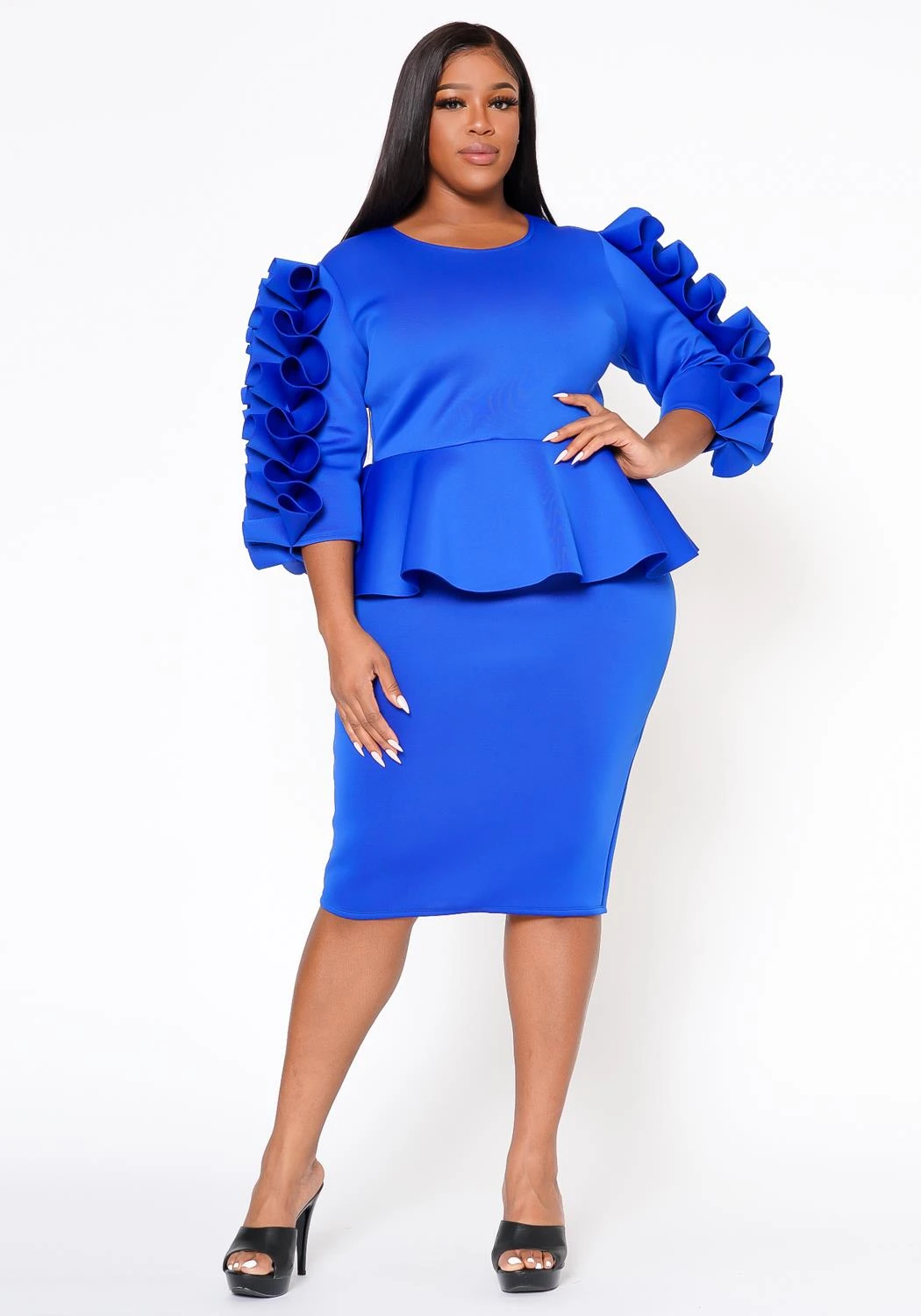 Plus Size Ruffle Hem Peplum Dress 1 Plus Size Ruffle Hem Peplum Dress