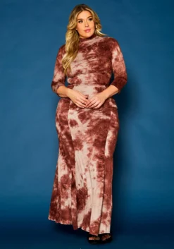 Plus Size Tie Dye Crop Top & Mermaid Flare Skirt -Asoph Fashion Shop 2021316 002 2