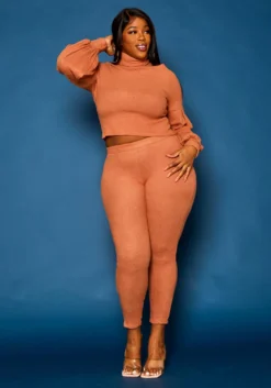 Plus Size Perfect Ribbed Knit Matching Set