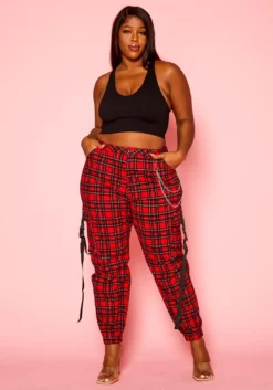 Plus Size Tartan Plaid Cargo Pants -Asoph Fashion Shop 2021321 001 2