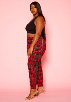 Plus Size Tartan Plaid Cargo Pants -Asoph Fashion Shop 2021321 001 3