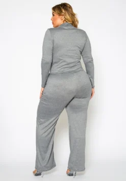 Plus Size Casual Long Sleeve & Flare Pants Set -Asoph Fashion Shop 2021325 003 3