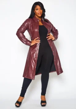 Plus Size Faux Leather Button Front Dress -Asoph Fashion Shop 2021330 002 3