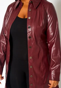 Plus Size Faux Leather Button Front Dress -Asoph Fashion Shop 2021330 002 9