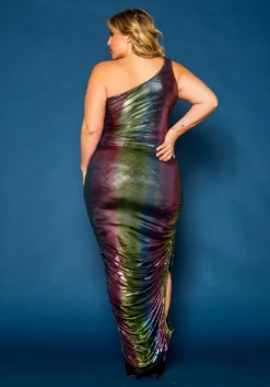 Plus Size Rainbow Chrome Maxi Dress -Asoph Fashion Shop 2021336 001 4