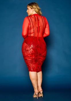 Plus Size Sequin Hem Mesh Bodycon Dress -Asoph Fashion Shop 2021337 001 4
