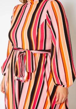 Colorful Mock Neck Fit & Flare Dress -Asoph Fashion Shop 2021339 001 4