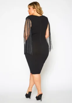 Plus Size Fringe Sleeve Midi Dress -Asoph Fashion Shop 2021346 001 4