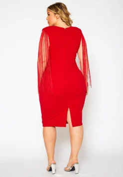 Plus Size Fringe Sleeve Midi Dress -Asoph Fashion Shop 2021346 002 4