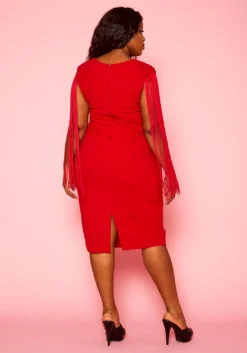 Plus Size Fringe Sleeve Midi Dress -Asoph Fashion Shop 2021346 002 9