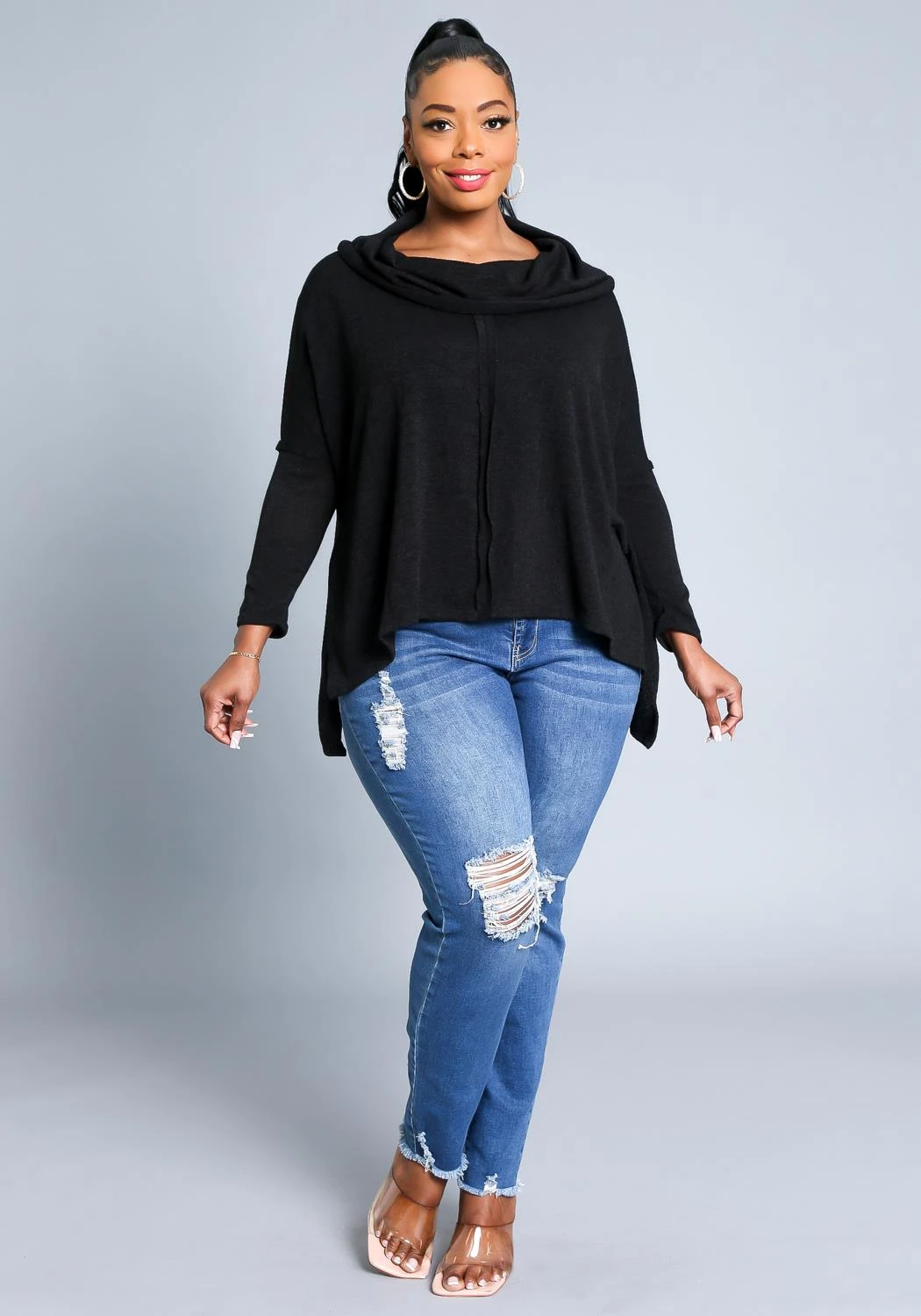Plus Size Funnel Neck Sweater Top 1 Plus Size Funnel Neck Sweater Top