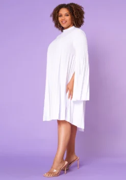 Plus Size Pleated Cape Sleeve Dress 8 Plus Size Pleated Cape Sleeve Dress -Asoph Fashion Shop 2021351 004 3