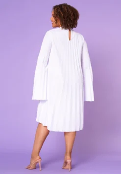 Plus Size Pleated Cape Sleeve Dress 10 Plus Size Pleated Cape Sleeve Dress -Asoph Fashion Shop 2021351 004 5
