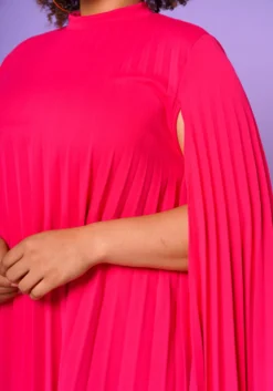 Plus Size Pleated Cape Sleeve Dress -Asoph Fashion Shop 2021351 006 6