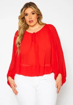 Plus Size Chiffon Dolman Sleeve Blouse -Asoph Fashion Shop 2021354 002 2