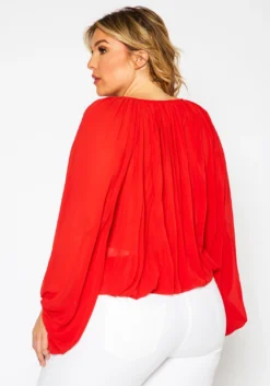 Plus Size Chiffon Dolman Sleeve Blouse -Asoph Fashion Shop 2021354 002 4