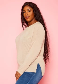 Plus Size Knit Long Sleeve Top -Asoph Fashion Shop 2021356 006 2