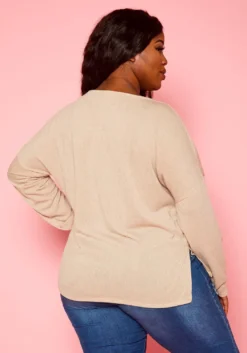 Plus Size Knit Long Sleeve Top -Asoph Fashion Shop 2021356 006 3