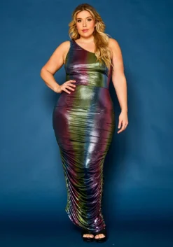 Plus Size Rainbow Chrome Maxi Dress -Asoph Fashion Shop 2021365 001 3