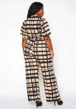 Plus Size Gridline Plaid Print Jumpsuit -Asoph Fashion Shop 2021367 001 4