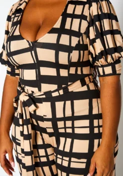 Plus Size Gridline Plaid Print Jumpsuit -Asoph Fashion Shop 2021367 001 5